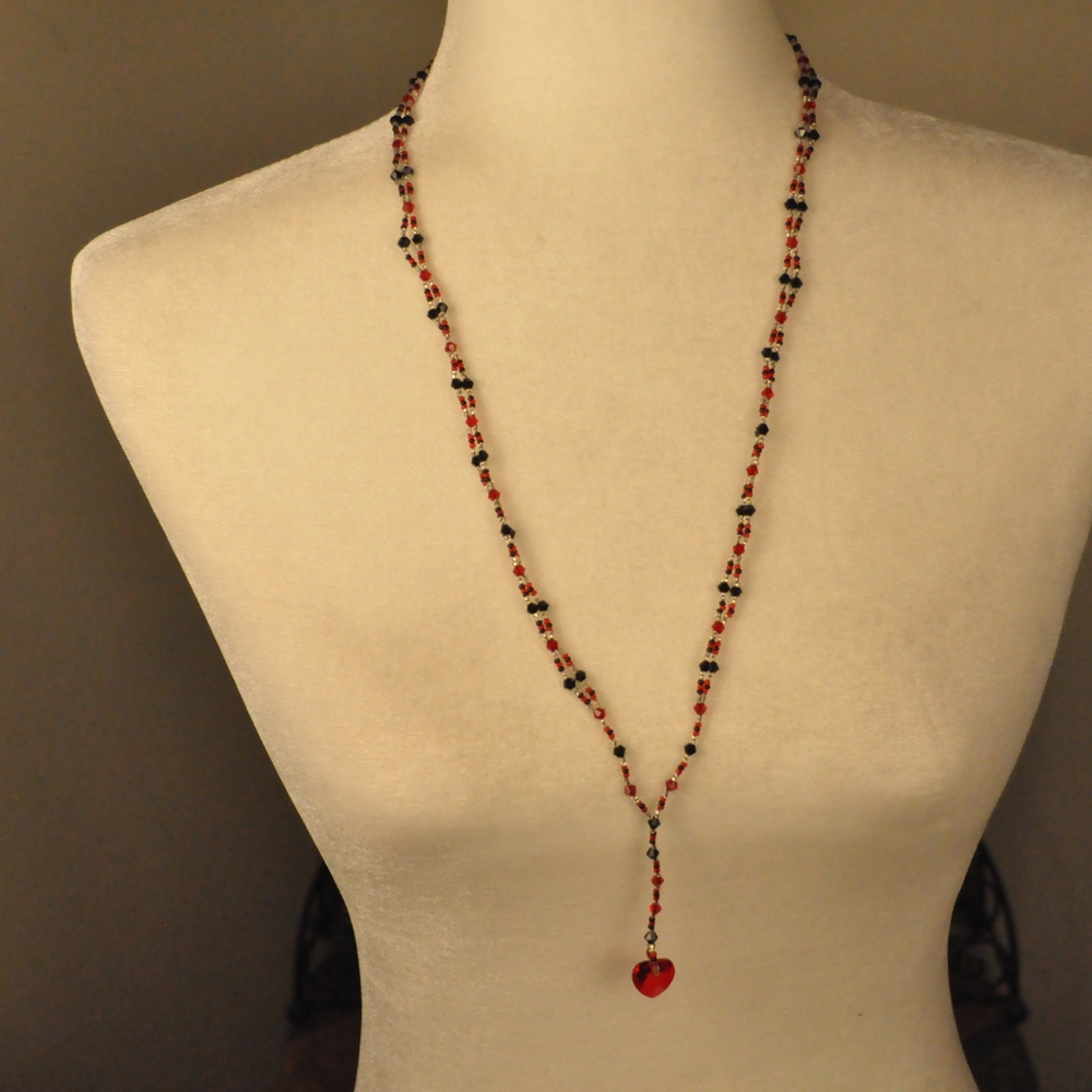 Elegant Red and Black Beaded Necklace